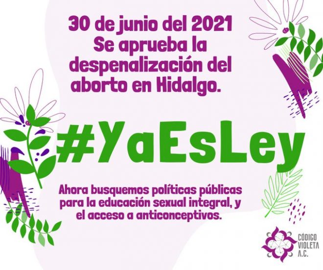 Hidalgo se convierte en la tercera entidad en garantizar derecho a decidir de las mujeres