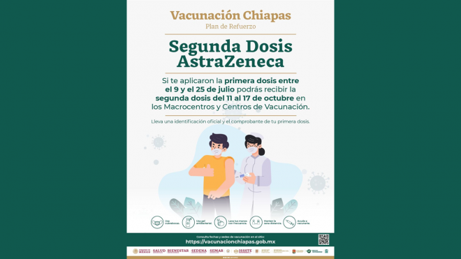 Se reanuda aplicacin de segunda dosis de AstraZeneca en Chiapas